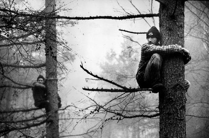 Andrew Testa, Allercombe tree village, on the route of the proposed A30 Honiton Bypass, Devon, December 1996. © Andrew Testa