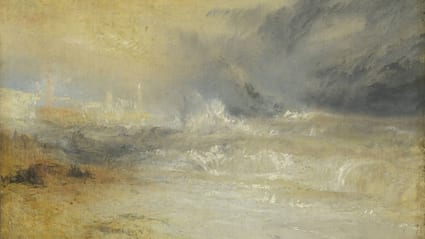JMW Turner, Waves Breaking on a Lee Shore at Margate (Study for 'Rockets and Blue Lights') c.1840. Image courtesy of Tate